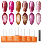 YICKYUE Cat Eye Nail Gel Set,Holographic Magnetic Gel Polish,Soak Off UV/LED 6 Colors Nail Art Kit with Magnet Stick,for Manicure Salon