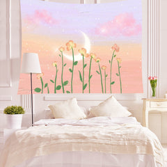 Blue Sky Background Fabric Ins Painted Oil Painting Room Bedside Bedroom Wall Decorations Cloth Wall Hanging Wall Tapestry