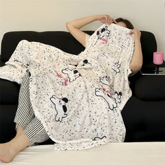 YICKYUE - Ins Fresh Double-Sided Milk Velvet Casual Blanket Skin-Friendly Warm Cute Sofa Decorative Cover Blanket Office Shawl Blanket