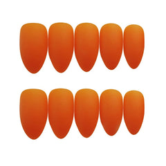 24Pcs Full Cover press on Pointed Head Scrub Fresh Temperament Orange false nails matte Wearable Stiletto Fake Nails with Glue