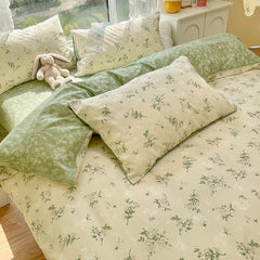 AB double-sided florals print 100% cotton Bedding Set queen soft skin friendly duvet cover set with flat sheets quilt cover sets