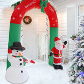 2.4m High Christmas Inflatable Archway 3D Cartoon Yards Arch with Santa Claus Snowman for Xmas New Year Party Gift