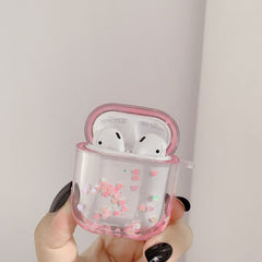 Liquid silicone quicksand pink love earphone case wireless headphone cover for airpod 3 pro cases for apple air pods 2/1 conque