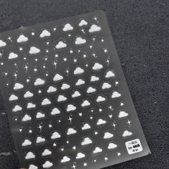 1Pc White Clouds Love Peach Japanese 3D Nail Stickers Star Water Transfer Nails Decals Engraved Summer Nail Art Decorations