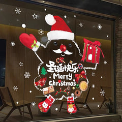 Yickyue Christmas Decorations Glass Door Stickers Santa Claus Window Stickers Shop Windows Holiday Stickers