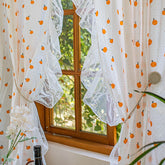 Yickyue Elegant Curtains for Living Room French Lace Curtain for Girls Bedroom Fruits Printed Window Curtain Panel L220CM Home Drapes