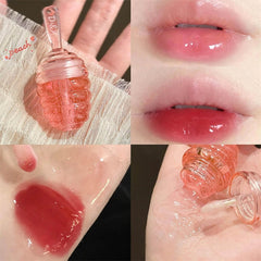 Yickyue Lovely Honey Pot Lip Oil Fresh Fruit Lip Balm Long Lasting Moisturizing Clear Lip Oil Liquid Lipstick Lip Gloss Makeup Cosmetics