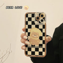 Bread bear lovely Plaid cute cartoon silicone soft phone case for iphone x xr xsmax 12 mini 11 13 promax 7 8 plus se 2020 cover
