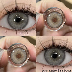 YICKYUE - 1Pair Colored Contact Lenses with Prescription Green Myopia Lenses Gray Pupils Lens Natural Contact Lenses for Eyes