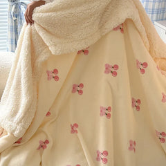 YICKYUE - Printed Autumn Winter Warm Sofa Blankets for Throw Soft Coral Fleece Warmth Bed Blanket Imitation Lambswool Anti-static Blanket