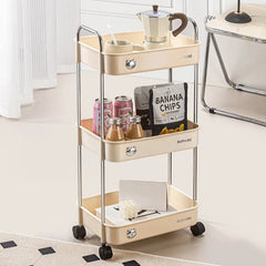 Yickyue 2/3/4 Layers Modern Trolley Rack Kitchen Vegetable Seasoning Bottle Storage Rack Living Room Snacks Sundry Organizer