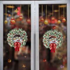 Yickyue Christmas Garland Stickers for Home Decoration Xmas Moisture Proof Window Glass Door Holiday Home Decoration