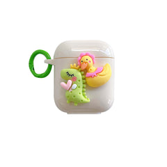 Dinosaur and chicken 3d cute earphone charging box for apple airpod 3 2 1 soft headset case for airpods pro cartoon cover capa