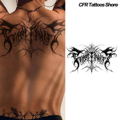 YICKYUE - Domineering Full Back Dark Gothic Herbal Juice Tattoo Sticker Tattoos Temporary Waterproof Art Fake Tattoos Festival Accessories
