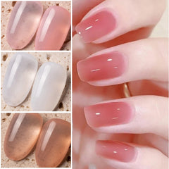 1 bottle 8ML Translucent Jelly gel nail polish nude nail supplies fast shipping Semi Permanent Need UV LED Base Top Coat