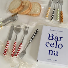 YICKYUE - Gift Retro Checkerboard Spoon