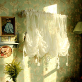 YICKYUE - British pastoral bridal bouquet drawstring pull-up waterfall water wave curtain lace gauze curtain window
