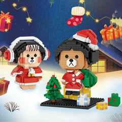 Santa Claus Coat Tree Gifts DIY Mini Diamond Blocks Bricks Building Toy for Children LOZ Animal World Christmas Bear 2PCS no Box