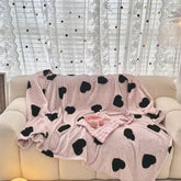YICKYUE - Love Heart Soft Throw Blanket Premium Silky Flannel Fleece 3D Jacquard Decorative Fuzzy Blankets, for Women and Girls Bedroom