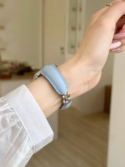 YICKYUE - Luxury Leather Band For Apple Watch Ultra 10 9 8 SE 7 6 5 Women Metal Bracelet Strap For iWatch 38mm 40 41mm 42mm 45mm 46mm 49mm