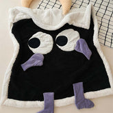 YICKYUE - Cute Big Eyes Embroidered Lamb Fleece Blanket Warm Cartoon Casual Sofa Blanket Skin Friendly Soft Shawl Cover Blanket