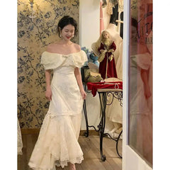 YICKYUE - Tea Break French Dresses Vintage Vintage Retro Dress Summer Appointment Minimalist First Love Fairy Vestido