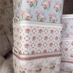 YICKYUE - Large Capacity Storage Box Korean Retro Rose Clothes Fit Box Desktop Toy Storage Basket Home Room Storager Organizer With Lid