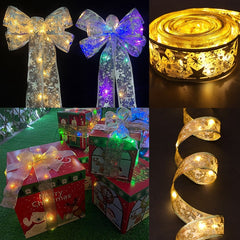 Ribbon Fairy Light Bows String Lights Christmas Tree Ornaments Navidad Natal New Year 2023 Decoration Christmas Decorations