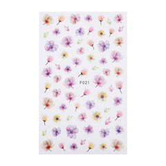 ENDRRFLLA 1pc Plant flower watermark nail stickers fresh fake nail decoration waterproof green nail art beauty