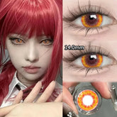 YICKYUE 1 Year 2Pcs Korean Cosplay Colored Contact Lenses Myopia Halloween Anime Pink Color Contacts with Power Foggy Red Make up