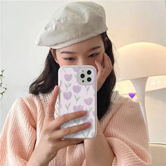 cute tulip flowers phone case for iphone 11 13 pro max 12 mini camera protect silicone cover for iphone 7 plus 8 xr xs x se