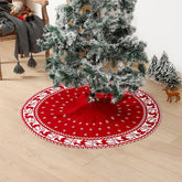 YICKYUE - Creative Christmas Atmosphere Tree Skirt Snowflake Deer Knitted Christmas Tree Apron Christmas Tree Skirt Decorations Props