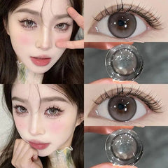 YICKYUE - 1 Pair New Myopia Lenses Colored Contact Lenses with Degree Natural Lenses Pink Eye Lenses Color Cosmetic Free Shipping