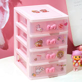 Yickyue Pink Storage Box Cute Shelf Desk Drawer Desk Small Box Cosmetics Stationery Set Sundries Desktop Organizer Office Supplies