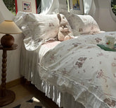 YICKYUE - Cute floral baer bedding set kid teen,twin full queen lovely fairyfair lace cotton home textile bed sheet pillowcase quilt cover