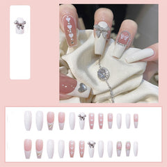 Fake Nails Coffin Shape 24Pcs Shiny Diamond False Nail 3D Butterfly Fake Nail For Girl Full Cover Nail Tips Free Shipping Items