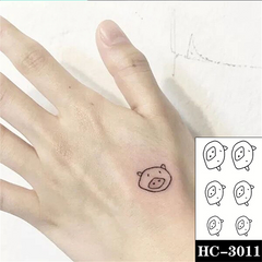 Waterproof Temporary Tattoo Sticker Cute Pig Cartoon Design Body Art Fake Tattoo Flash Tattoo Wrist Ankle Female