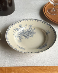 Antique Blue Floral Soup Plate