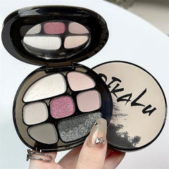 Yickyue Smoke Pink Eyeshadow Palette Matte Pearlescent 8 Colors Eye Shadow Cool Night Black Purple Brown Glitter Eyes Makeup Cosmetics