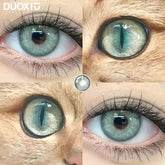 YICKYUE - 1Pair Color Contact Lenses New Product Lan Cat Sclera Blue Green Lenses Degree Prescription -0.00 to -8.00 Beauty Pupils