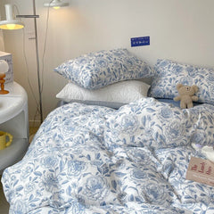 Yickyue Hepburn style ins retro Soft washed cotton 4-piece set 100 student dormitory 3-piece set of bedding
