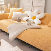 Winter Thick Plush Sofa Covers Solid Color L-shaped Sofa Towel Nordic Lamb Wool Non-slip Sofa Cushion for Living Room Home Decor