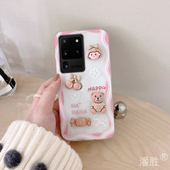 For Samsung Galaxy S21 plus s22+ soft case fashion 3D pink girl s20 cute cartoon shell s21 ultra simple cover kawaii sister gift