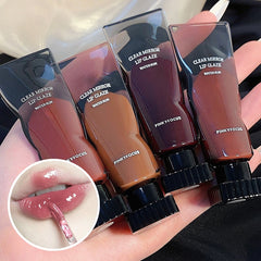 Yickyue Mirror Lip Glaze Pigment Transparent Ice Cube Matte Lipstick Non-Stick Cup Long-lasting Makeup Waterproof 12color Sexy Lip Gloss