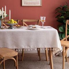 American Knot Embroidery Cotton Waterproof Dining Tablecloths