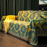 Sofa Blanket Sunflower Pattern Carpet Dust Cover Towel Ramie Cotton Home Decoration Multifunctional Warmth Blankets
