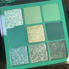 YICKYUE - 9 Colors Makeup Green Eyeshadow Pallete Blue Eyeshadow Palette Shimmer Glitter Matte Shades Neon Shiny Eye Shadow Eye Pigments