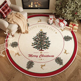 YICKYUE - Living Room Carpet Non-slip Waterproof Soundproof Floor Mat Christmas Red Tree Decoration Rug Round Large Size Household Mats