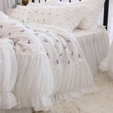 Super Handmade ruffle bedding set Legant designer bedding Romantic lace wedding bedding sets queen size bed cover cotton linen