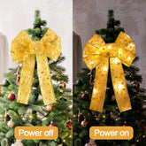 YICKYUE - Xmas Tree LED Light Bow Ribbon Christmas Decorations For Home Tree Topper Hanging Ornament 2025 New Year Party DIY Gifts Craft